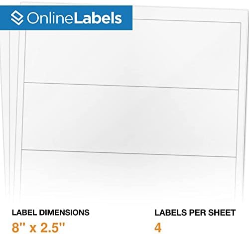 OnlineLabels 8" x 2.5" Rect. Labels - Weatherproof Polyester - 100 Sheets - Image 2