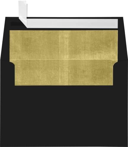 LUXPaper A4 Foil Lined Invitation Envelopes | Peel & Press | 4 1/4" x 6 1/4" | Black w/Gold LUX Lining | 80lb. Text | 500 Qty by LUXPaper
