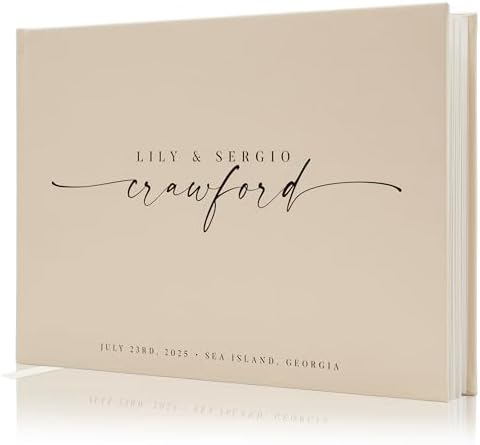 Personalized Guest Book - 11.5" x 8.5" Custom Bride & Groom Names with Bookmark and Hard Cover 140 GSM Blank Pages, for Weddings Guest Book, Engagements, Birthdays, Special Events, Oats by ModernAlbumDesigns