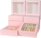 60 pcs Pink Cookie Box,6x6x2.5 Inch Bakery Boxes with Window Pies Chocolate Strawberries Muffins Biscuit Pastry Dessert Box For Packaging by PFAMKEER