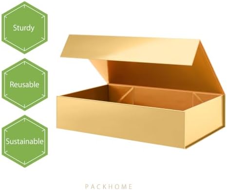PACKHOME 6 Extra Large Gold Gift Boxes 17.5x11.3x4.3in with Magnetic Lids - Image 6