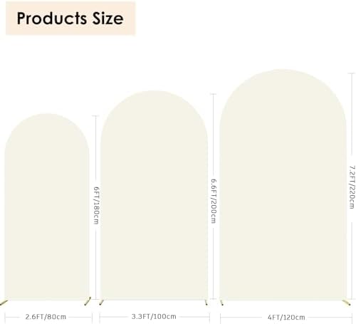 HAINARverS Set of 3 Stretchy Arch Backdrop Covers, Ivory, 6/6.6/7.2FT - Image 3