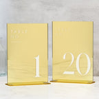 Gold Wedding Table Numbers 1-20 with Stands, 5"x7" Gold Mirror Acrylic Table Numbers, Perfect for Wedding Reception, Party, Anniversary, Event by JINMURY