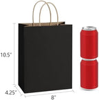 BagDream Recyclable Kraft Paper Gift Bag, 8x4.25x10.5 Inches, 100Pcs, Black, with Handles, Bulk, FSC Compliant, Multipurpose - Image 2
