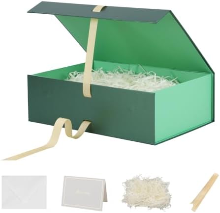 Large Gift Boxes with Lids 5 Pcs 13X9X4 In Green Magnetic Gift Box Large by Unknown