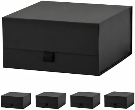 5 Pcs Black Gift Box 8x8x4 Inches Small Gift Boxes for Presents with Magnetic Closure Lid Luxury Collapsible Gift Box Bridesmaid, Wedding, Birthday Boxs for Gift Packaging by PLINJOY