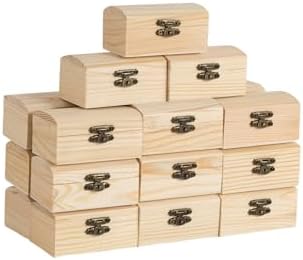 24 Pcs Small Wooden Box Unfinished Wood Box with Lids for DIY Crafts by Xhqsulsclac
