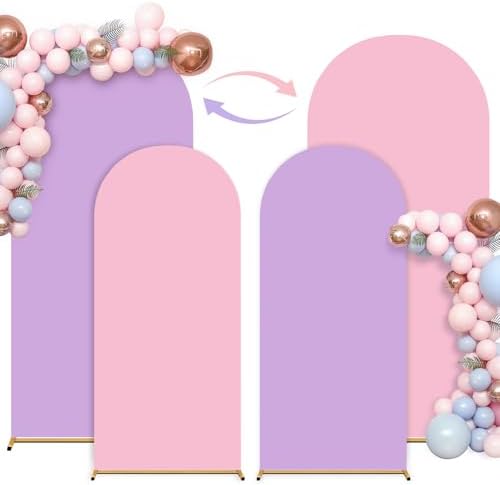 Pink Purple Arch Backdrop Cover Set of 2 (6FT/7.2FT) Arch Cover Spandex Wedding Arch Stand Covers for Birthday Party Baby Shower Girls Bridal Shower Photo Balloon Arch Covers Backdrop Background by Unknown