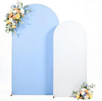 7.2FT 6FT Arch Backdrop Cover for Wedding, Set of 2 Stretchy Spandex Fitted Arch Stand Cover for Baby Shower, Birthday Party Decor, Chiara Backdrop Cover with Double-Sided Design(White, Blue) by Besutolife