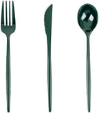 PULOTE 150PCS Green Plastic Silverware - Plastic Cutlery Set Disposable - Green Plastic Utensils Include 50 Forks, 50 Spoons, 50 Knives for Party&Christmas by PULOTEpartywareWesupplyproductsandyouenjoylife