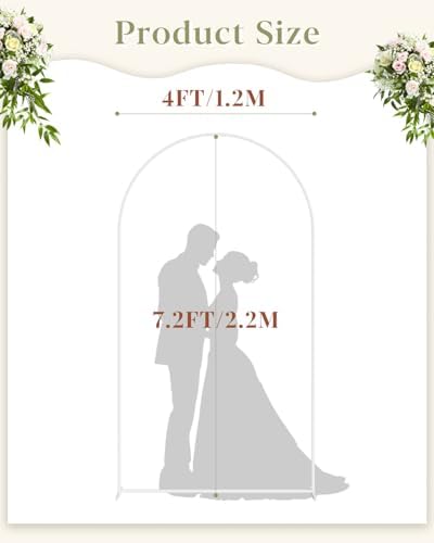 Wedding Arch, Metal Arch Backdrop Stand, Garden Arch, White, 7.2FT - Image 2