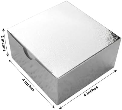 100 4 x 4 x 2" Silver Cake Wedding Favors Boxes with Tuck Top for Wedding Party Birthday Candy Gifts Decorations - Image 5