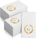 200 Pack Monogrammed Disposable Napkins Gold Foil Letter G Guest Napkins Initial Disposable Hand Paper Towels for Wedding Engagement Baby Shower Party Home Kitchen Bathroom Dinner Decorative Towels by Datyiiha