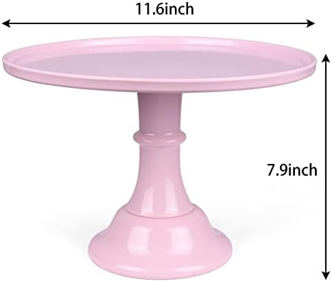 Round Cake Stand, 11 Inch, Black, Melamine, Dessert Cupcake Display Tray for Wedding, Birthday, Party, Baby Shower, Christmas (Pink) - Image 2