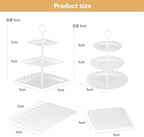 Lazycorner 10 Pcs Dessert Table Display Stands Set , with 6 Pcs 3-Tier Cupcake Stand & 4 Pcs Food Serving Tray - Cookie Tray Rack Serving Tray Cake Display Tower - White - Image 7