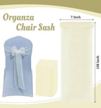 MDS Pack of 100 Organza Chair Sashes for Wedding & Event Décor – Ivory - Image 3