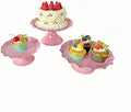 3 Pcs Pink Metal Cupcake Stand Scalloped Edge Dessert Display Tray by CBBZJY
