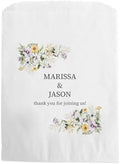 Canopy Street Personalized Dainty Wildflower Corners Names Treat Bags / 50 Custom Event Dessert Bags / 5 3/4" x 8" Floral Cookie Holder Wedding Anniversary Favor/Made In The USA by CanopyStreet