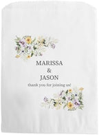 Canopy Street Personalized Dainty Wildflower Corners Names Treat Bags / 50 Custom Event Dessert Bags / 5 3/4" x 8" Floral Cookie Holder Wedding Anniversary Favor/Made In The USA by CanopyStreet