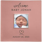 Small Personalized Welcome Baby Photo Album Pink Leatherette Holds 100 Photos Baby Shower by GiftsForYouNow