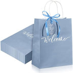 Queekay 36 Pcs Large Welcome Paper Gift Bags with Handle 10.6 x 8.3 x 4 Inches with 36 Tags Wedding Church Party Favor Bridal Gift Bags for Guest Birthday Baby Shower(Classic,Light Blue) by Queekay