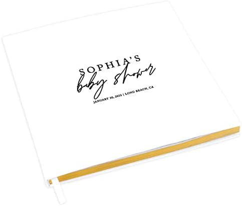 Andaz Press Personalized Baby Shower Guestbook with Gold Accents, Classic Custom Guestbook Gender-Neutral White Guest Sign-In Registry 120 Pages 8.5" X 8.5" Memories Book for DIY Scrapbook Photo Album by AndazPress