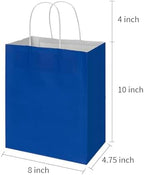 Toovip 100 Pack 8x4.75x10 Inch Medium Royal Blue Kraft Paper Bags with Handles Bulk, Gift Wrap Bags for Favor Grocery Retail Party Birthday Shopping Business Goody Craft Merchandise Take Out sacks - Image 2