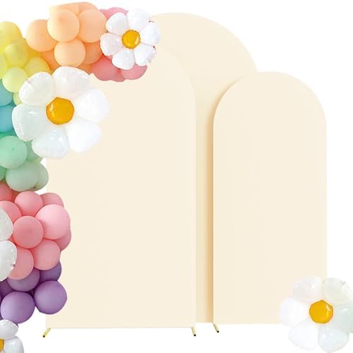 HAINARverS Set of 3 Stretchy Arch Backdrop Covers, Beige, 6/6.6/7.2FT by HAINARverS