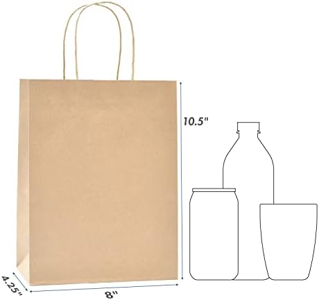 Nexmint Brown Gift Bags: 120 Pack Medium Paper Bags With Handle. Great Bags for Holidays, Graduation, Congratulations, Wedding, Birthday, Shopping, Party Favors, Treats, Goodies, Business Tchotchkes, Retail - Image 2