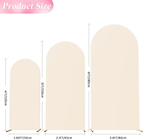 Wokceer Arch Backdrop Cover Arch Covers Strethy Backdrop Set of 3 Beige - Image 2