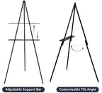 NianFeng Wooden Easel Stand for Sign, Easel Display Stand Floor for Wedding Sign with Adjustable Tray, 63-Inch, Tripod A-Frame Poster Light Duty, Welcome, Art Show & Baby Shower (Black) - Image 4