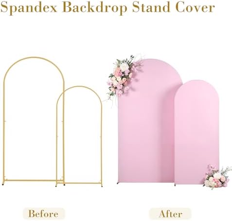 7.2FT 6FT Arch Backdrop Cover for Wedding, Set of 2 Stretchy Spandex Fitted Arch Stand Cover for Baby Shower, Birthday Party Decor, Chiara Backdrop Cover with Double-Sided Design(Pink) - Image 5