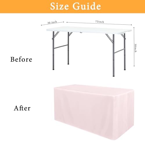 Obstal 2 Pack Table Clothes for 6 Foot Rectangle Tables - Water Resistant Washable Fabric Polyester Rectangle Table Cover Protector for Wedding, Banquet and Trade Shows, 72L x 30W Inches, Dusty Pink - Image 6