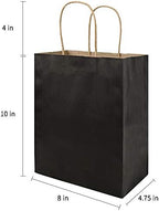 bagmad 100 Pack Medium 8x4.75x10 Inch Black Kraft Paper Bags with Handles Bulk, Gift Bags, Craft Grocery Shopping Retail Party Favors Wedding Business Sacks (Black, 100pcs) - Image 3
