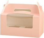 100Pcs 16.5×9.5×9cm/6.49×3.74×3.54 inch Kraft Paper Cupcake Packing Box Christmas Gift Box with Clear Window 2 Cavity Muffin Cupcake Wedding Party Birthday Favors (100Pcs Pink) by Unknown