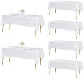 Fokitut 6 Pack Rectangle Tablecloth, 60x102 Inch, Stain Resistant and Wrinkle Polyester Table Cloth, Fabric Table Cover for Kitchen Dining, Wedding, Party, Holiday Dinner-White by Fokitut