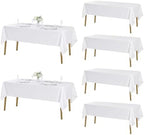Fokitut 6 Pack Rectangle Tablecloth, 60x102 Inch, Stain Resistant and Wrinkle Polyester Table Cloth, Fabric Table Cover for Kitchen Dining, Wedding, Party, Holiday Dinner-White by Fokitut