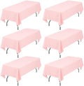 Showgeous 60x102 Inch Pink Rectangle Tablecloth 6 Pack Fit 6FT Table by Showgeous