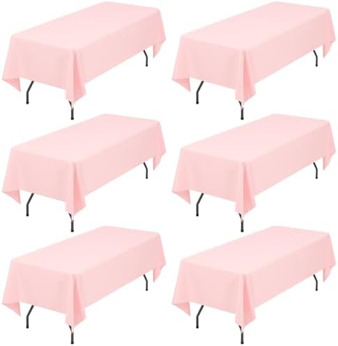Showgeous 60x102 Inch Pink Rectangle Tablecloth 6 Pack Fit 6FT Table by Showgeous