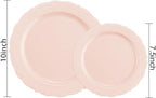 U-QE 100PCS Mauve Pink Plastic Plates - Heavy Duty Pink Disposable Plates - Image 2