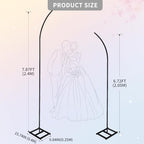 Metal Wedding Arch Stand,Set of 2 Gold Curved Top Arch Backdrop Stand Wedding Arches for Ceremony Birthday Anniversary Baby Shower Floral Stand Background Decoration (Black,7.8FT & 6.7FT) - Image 2