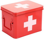 Lassos Boutique Retro Enameled First Aid Box for Medicine Storage and Home Decor with Lid and Removable Tray (Red/White) by Lassos+Boutique