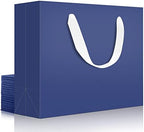 EUSOAR Large Navy Blue Gift Bags, Pack of 25 - 12.5"x4.5"x11" Paper Shopping Bags with Handles for Business, Craft, Grocery, Boutique, Party Favor, Wedding by EUSOAR