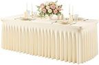 6 Pack Champagne Spandex Tablecloth for 4FT Rectangle Tables, Fitted Stretch Table Cover with Skirt, Wrinkle Free Washable Elastic Table Cloth for 4 Foot Folding Table, Wedding Banquet Baby Shower - Image 7
