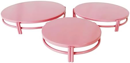 Pink 3Pcs Nesting Metal Cake Plate Stand Set 8" 10" 12" Dessert - Image 7