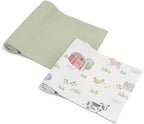 Sweet Jojo Designs 2-Piece Baby Muslin Swaddle Blanket Set (Farm Animals) for Boys & Girls, Infant Nursery, Lightweight Cotton Blanket for Newborns (Solid Sage Green, Watercolor, Farmhouse, Barn, Cow) by SweetJojoDesigns