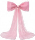 Canlierr Extra Large Pink Organza Bow Decorations 39 x 59 Inch Giant Pink Tulle Bow with Tie and Long Ribbon Tails for Wedding Valentines Party Backdrop Coquette Room Wall Decoration by Canlierr
