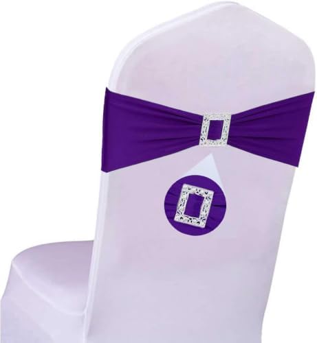 Spandex Purple Chair Sashes Bows 50 PCS Stretch Chair Cover Band by Unknown