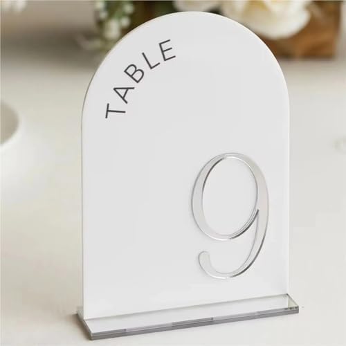 Wedding Table Numbers 3D Mirror Table Signs Gold Wedding Reception Decor Arched Number(Glossy black,Table 1-5) - Image 5