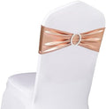 Spandex Rose Gold Chair Sashes 100 Pack Wedding Chair Bows Bands Buckles by SINSSOWL